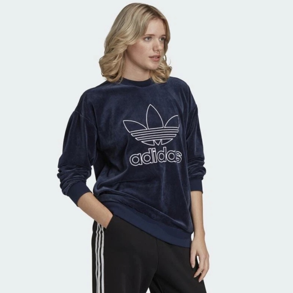 NWOT* Adidas Trefoil Oversized Velour Sweatshirt sz M